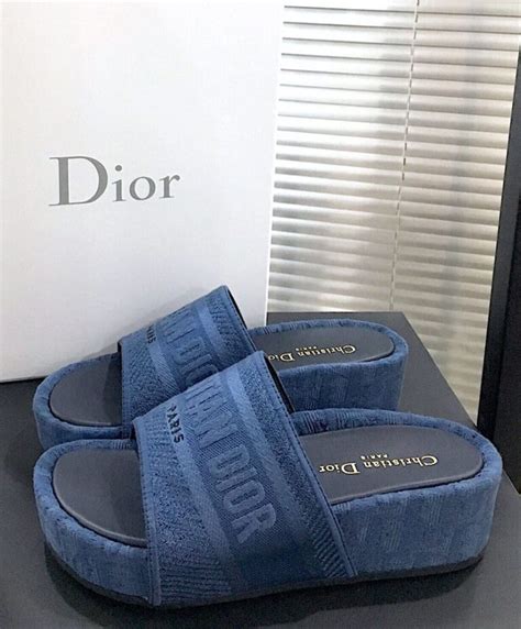 navy blue dior slides|Dior blue embroidered cotton.